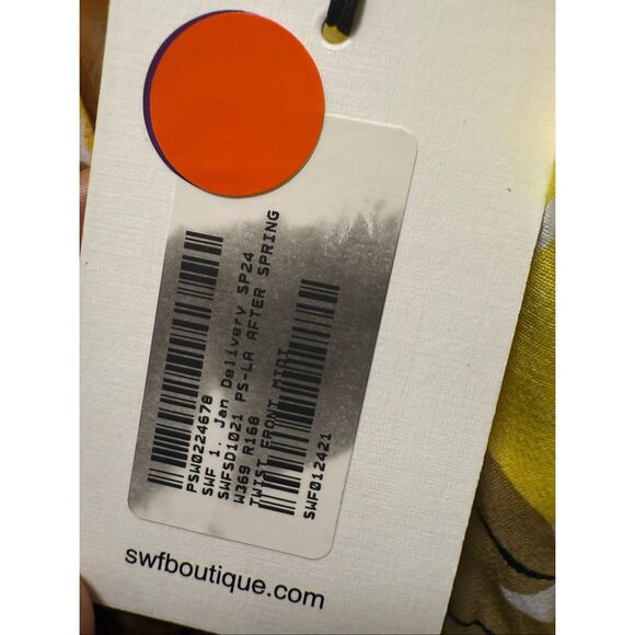 S/W/F Twist Front Plunge Midi Dress Summer Poolside Dress In Yellow Floral Weddi - Picture 6 of 6